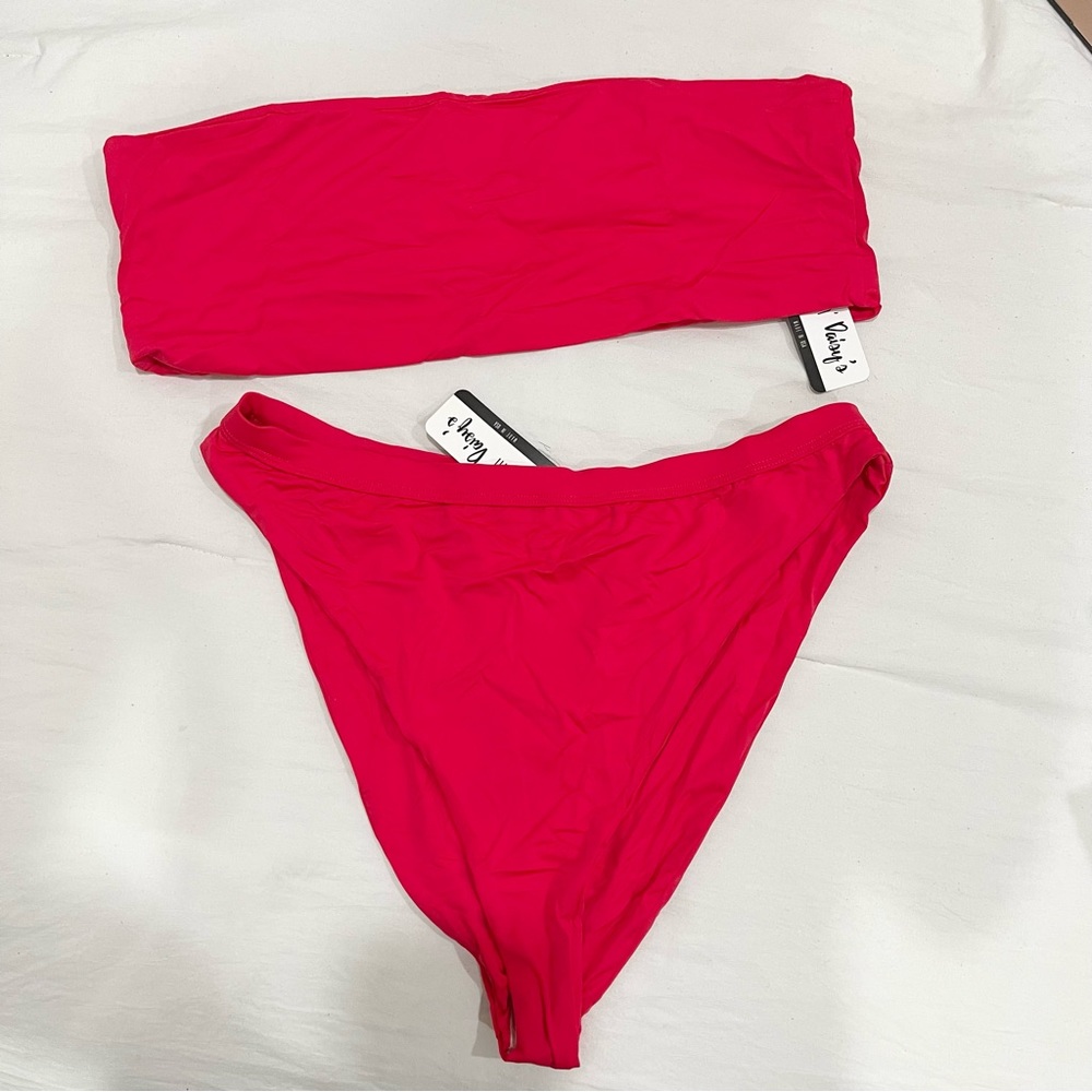 NWT Dippin Daisy’s Red Bikini Bandeau High Waisted Plus Size 3X Swimsuit
